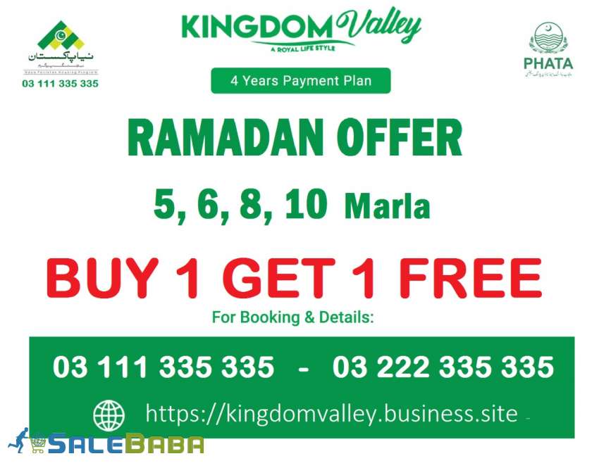 Kingdom Vallay Islamabad  5,6,8 and 10  marla plot for sale buy one get 1 free 1