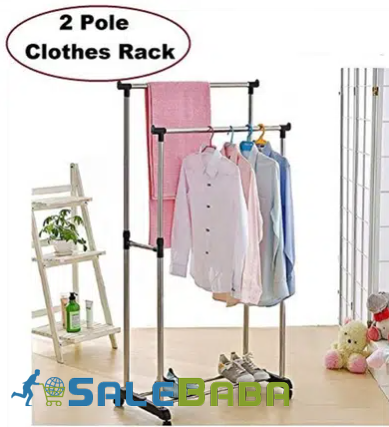 tainless Steel Double Pole Cloth hanging Rack for  Sale in Lahore