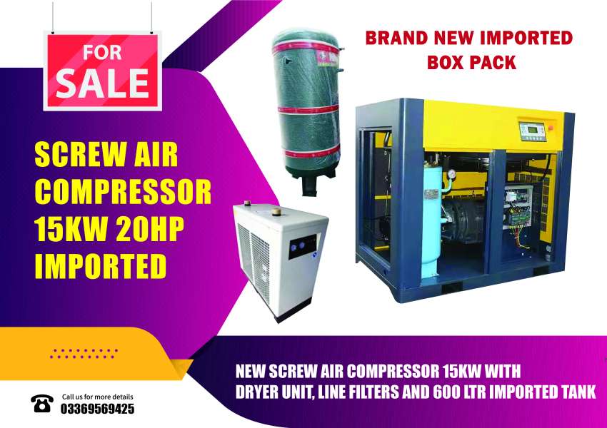 Screw Air Compressor 15KW With Dryer Unit Line Filter 600L Tank