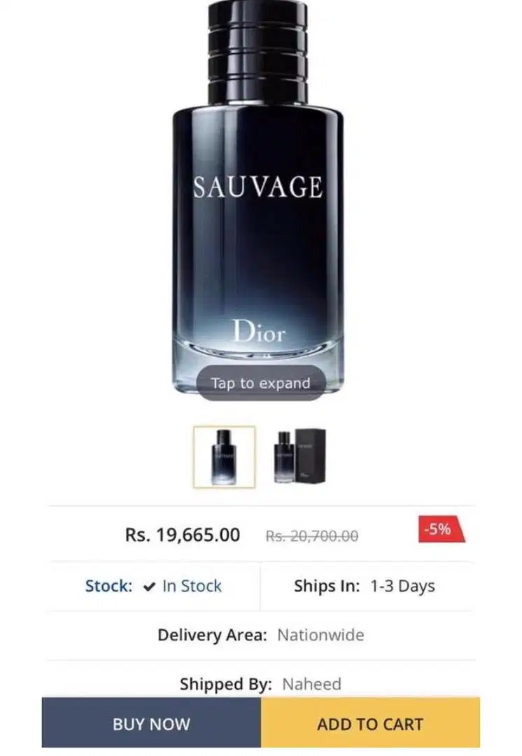 SAUVAGE 100ML perfume original taken from US throw away price selling in karachi