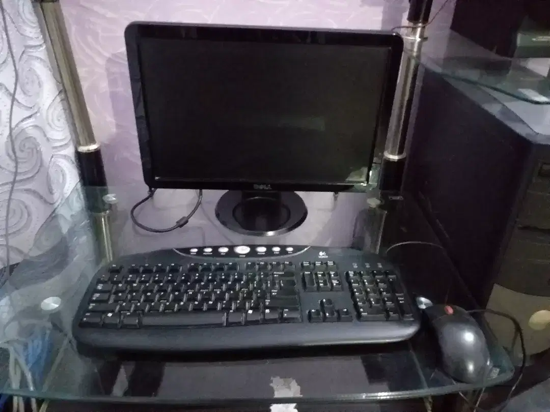 Dell computer with desktop keyboard and mouse