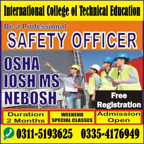 OSHA  INTERNATIONAL CERTIFICATION  ONE MONTH COURSE IN RAWALPINDI SHAMSABAD