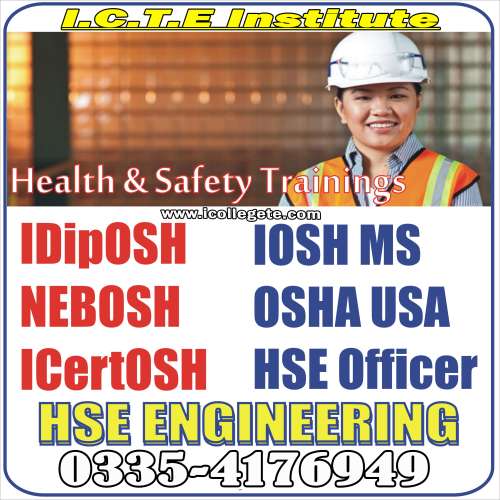 NEBOSH IG INTERNATIONAL CERTIFICATION  COURSE IN RAWALPINDI MIANWALI