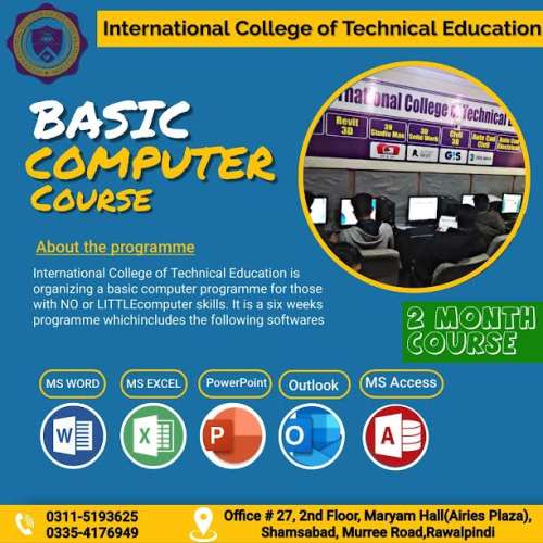 BasicIT two months course in Rawalpindi Shamsabad Pakistan