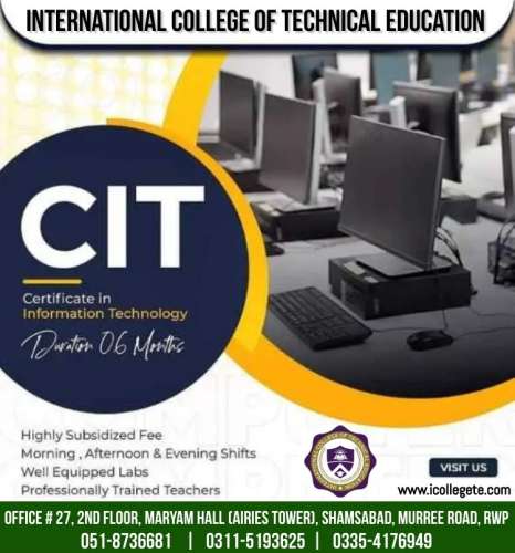 No1 CIT Certificate in information technology course in Muzaffarabad Bagh