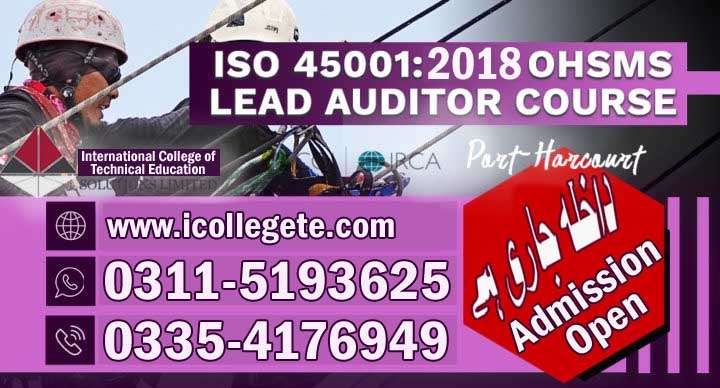 Best ISO (OHSAS) 45001 Health  safety Management course in Shamsabad Pakistan