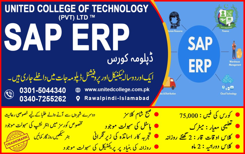 1 BEST SAP ERP COURSE IN RAWALPINDI ISLAMABAD PAKISTAN