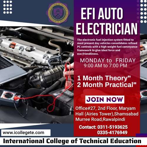 Diploma in EFI Auto Electrician Course in Rawalpindi Pakistan