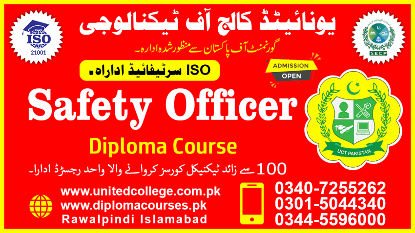 1 NO1 SAFETY OFFICER HSE DIPLOMA COURSE TRAINING IN RAWALPINDI 2023