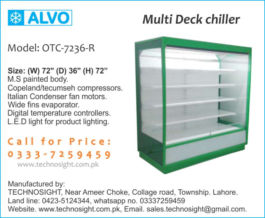 ALVO Multi Deck Chiller, Open Display Chiller, Up Right Door Less Chiller,Fridge