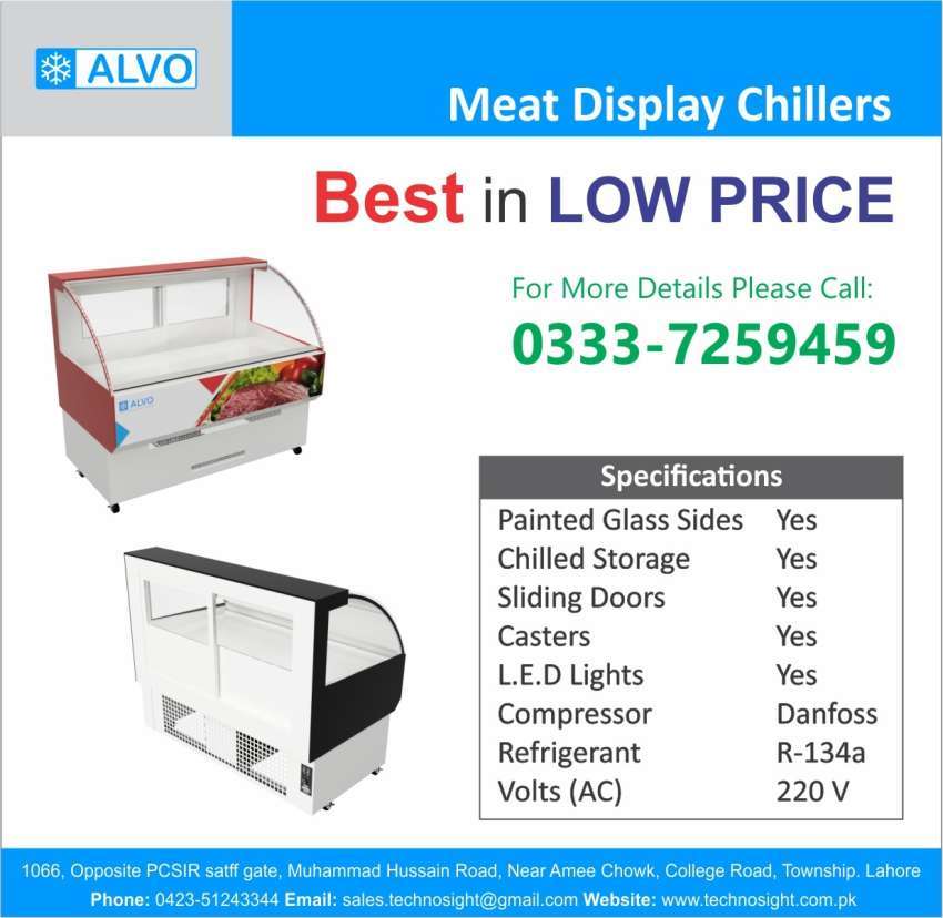 ALVO Meat Display Chiller, Carcass Hanging Chiller for Meat Shop in Pakistan