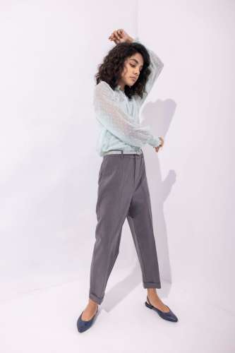 Grey Tailored Straight Leg Pants