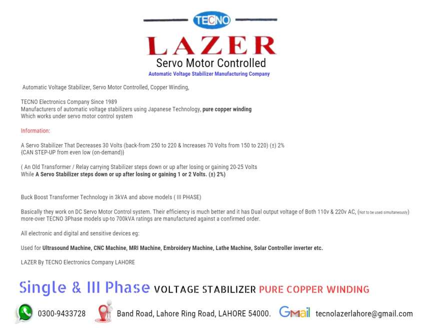 Voltage Stabilizer for lowHigh Volt issues, copper single  3 phase servo motor