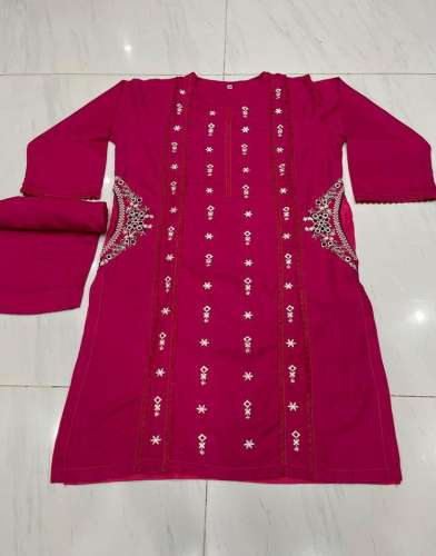 2pc women's stitched linen embroidered suit