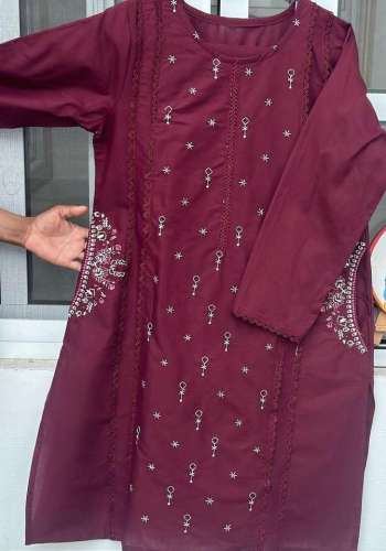 2pc women's stitched linen embroidered suit
