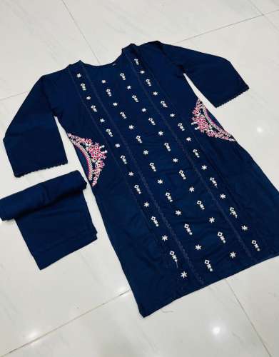 2pc women's stitched linen embroidered suit