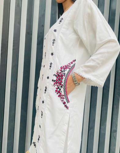 2pc women's stitched linen embroidered suit