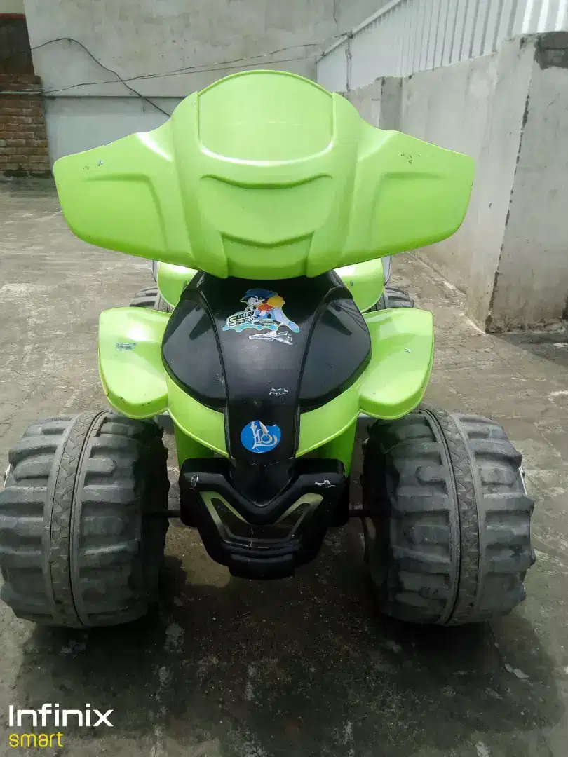In used condition quad bike on battery