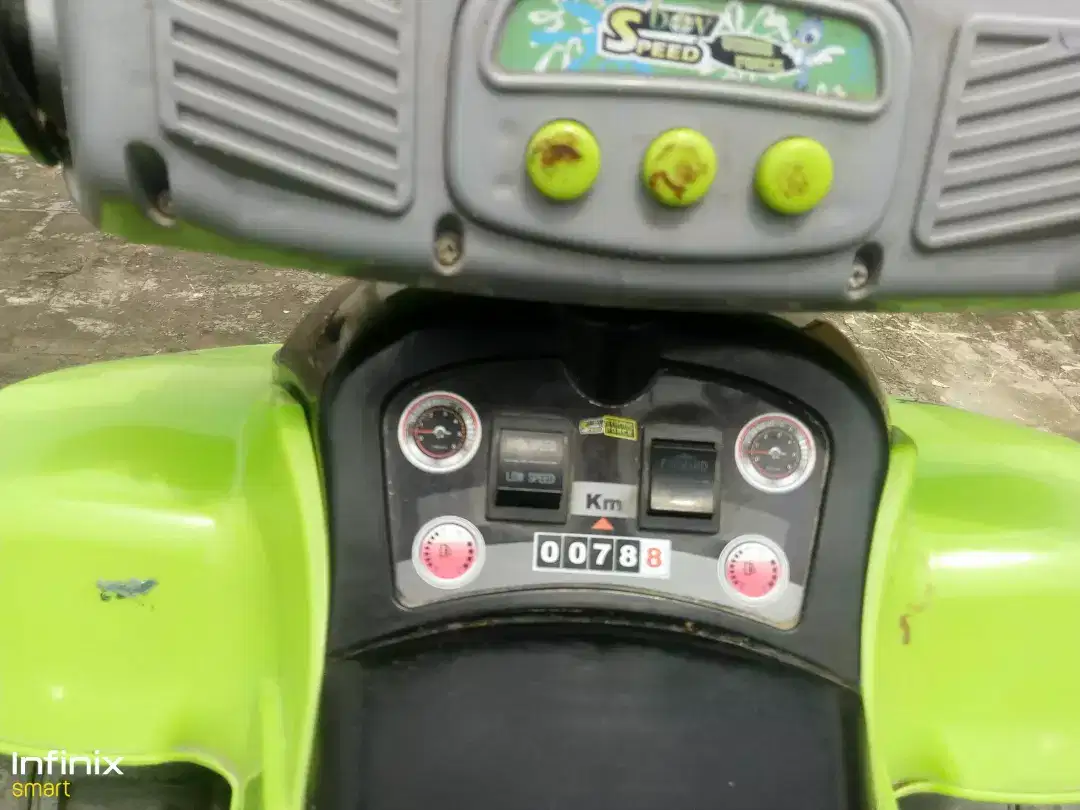 In used condition quad bike on battery