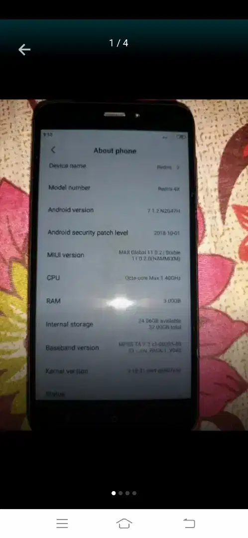 Redmi 4 3/32 finger print mobile for sale