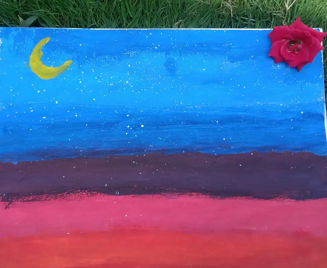 Night Landscape Painting on sketch book