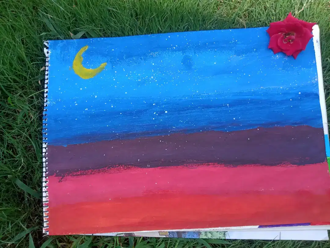 Night Landscape Painting on sketch book