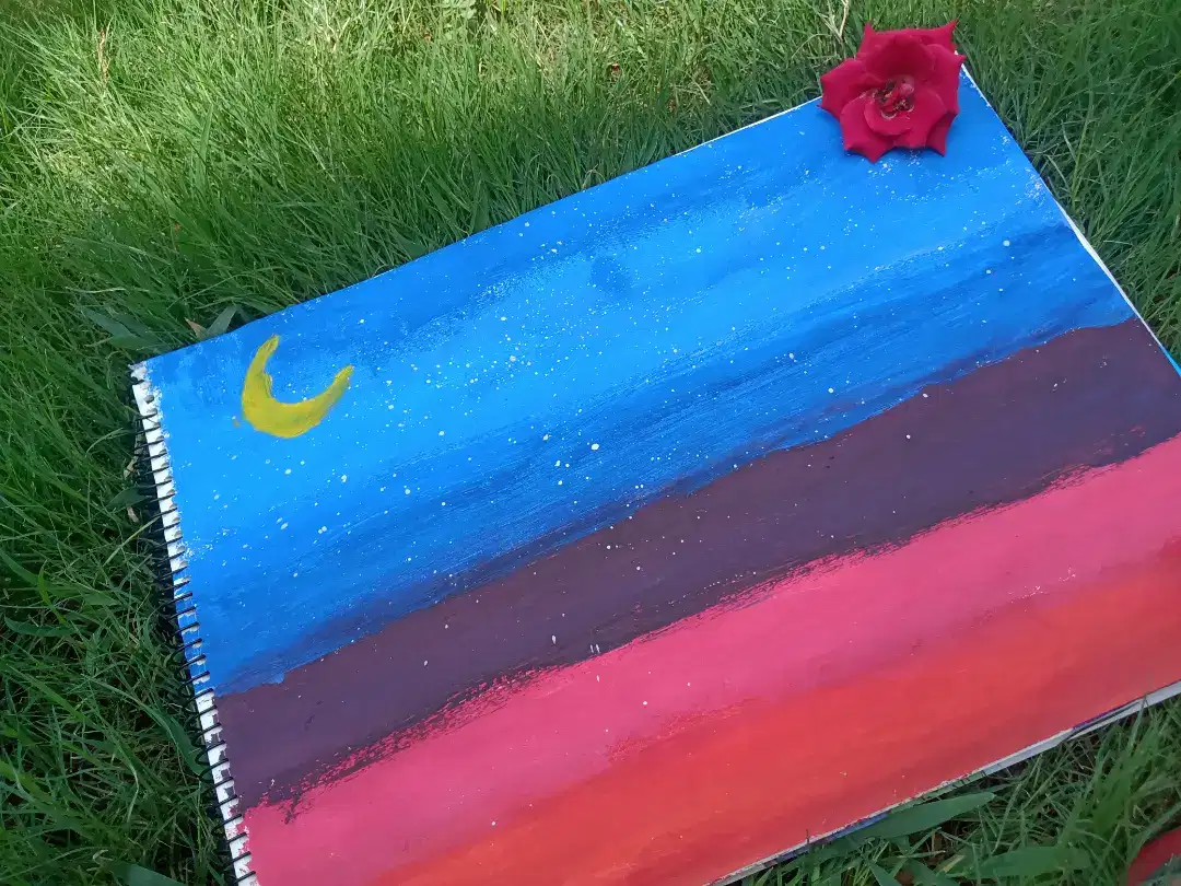 Night Landscape Painting on sketch book