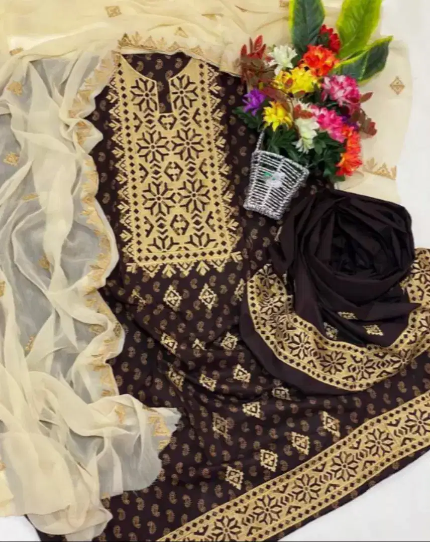 Chiffon Dupata hand made embroidery for sale in khanewal