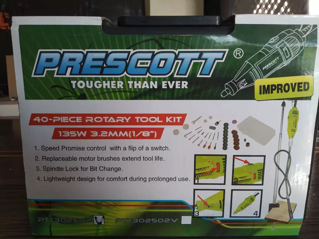 Prescott 40-Piece Rotary Tool Kit/Mini Drill, 135W 3.2MM(1.8")