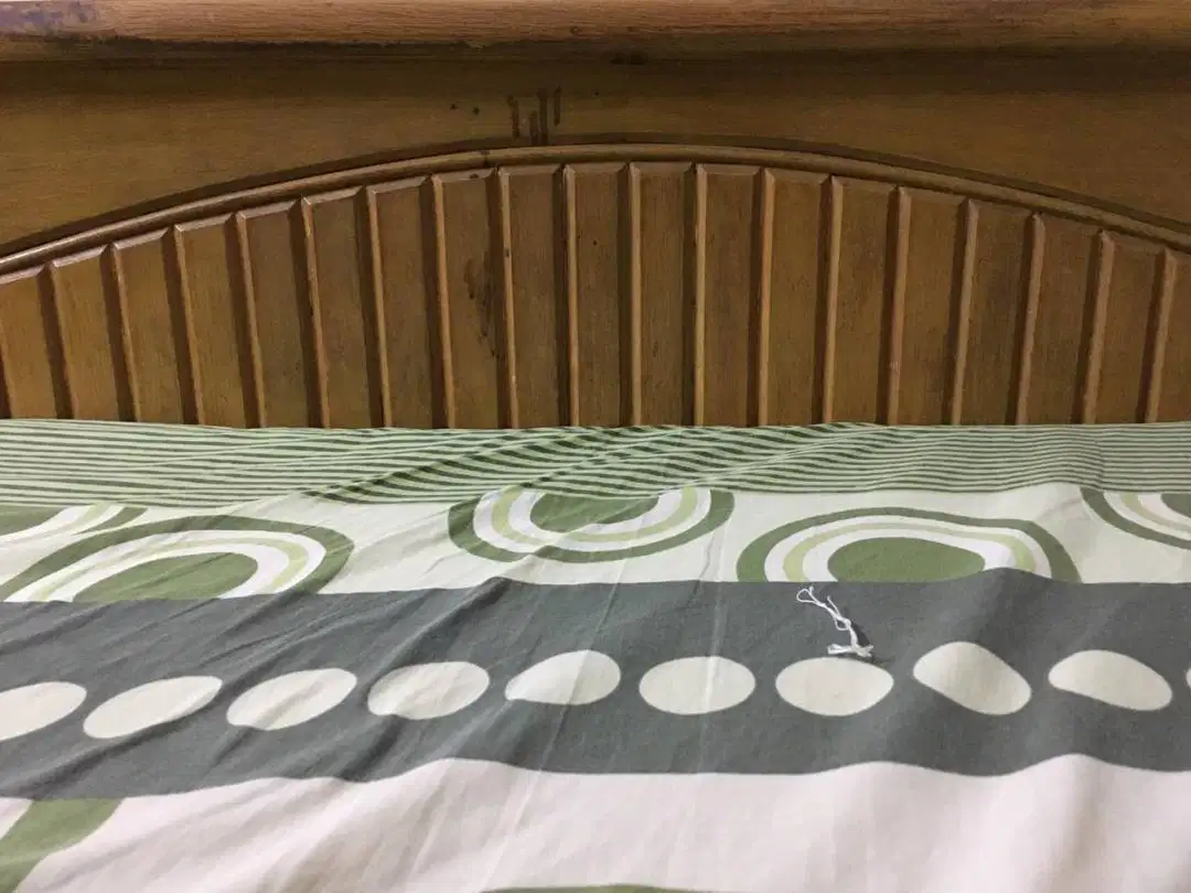 Single Wood Bed With Mattress Available For Sale