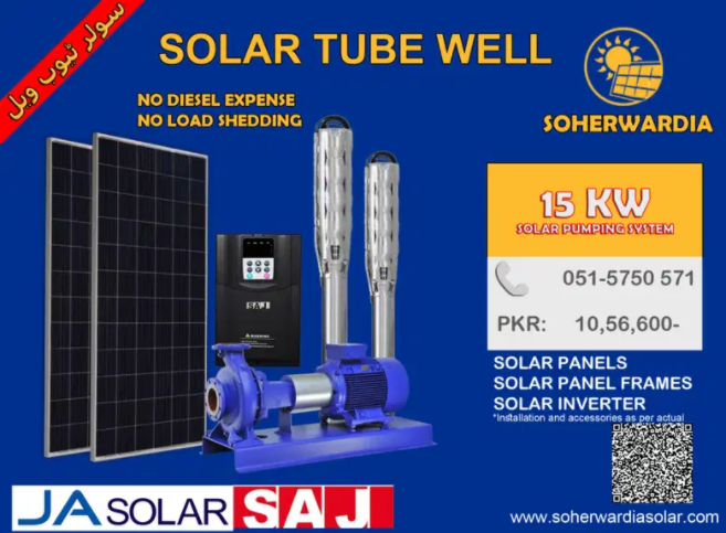 Farm House Solar Tubewell Solution. 15 KW Solar System for Pumping