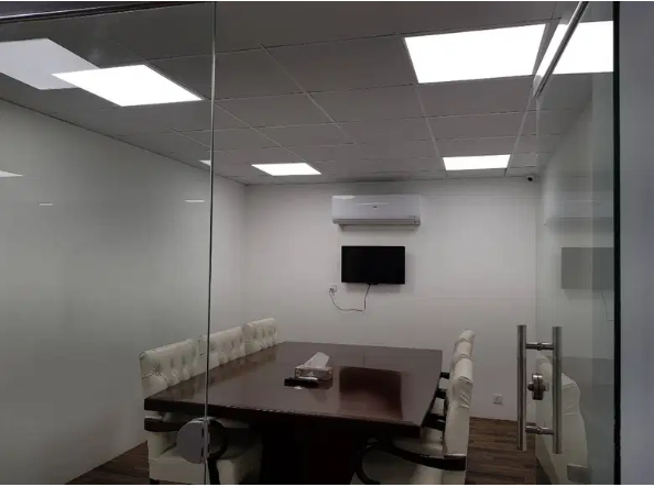2 - Board Room Table with 12 White Chairs