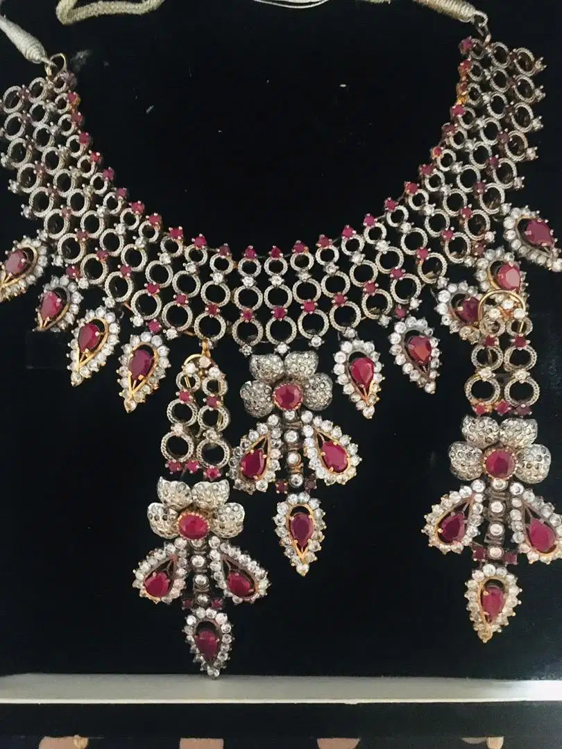 Necklas with jhumke silver gold For Sale in Karachi