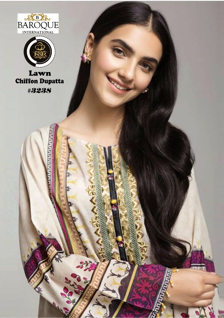 Neck Embroidered 03 Pieces Dress