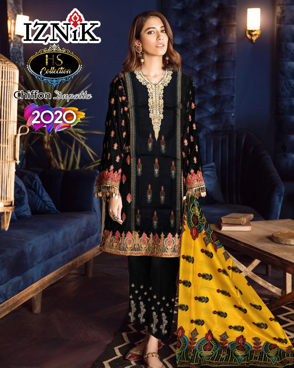 Neck Embroidered 03 Pieces Dress