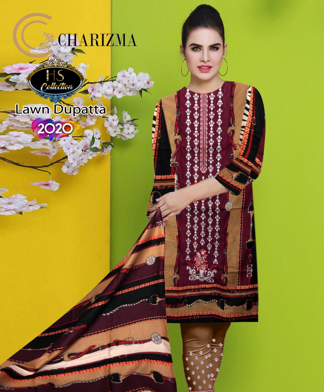Neck Embroidered 03 Pieces Dress