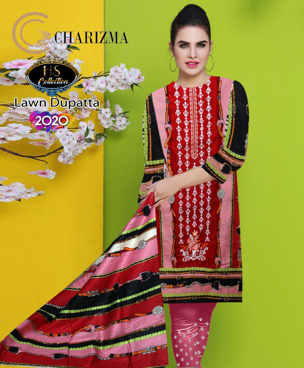 Neck Embroidered 03 Pieces Dress