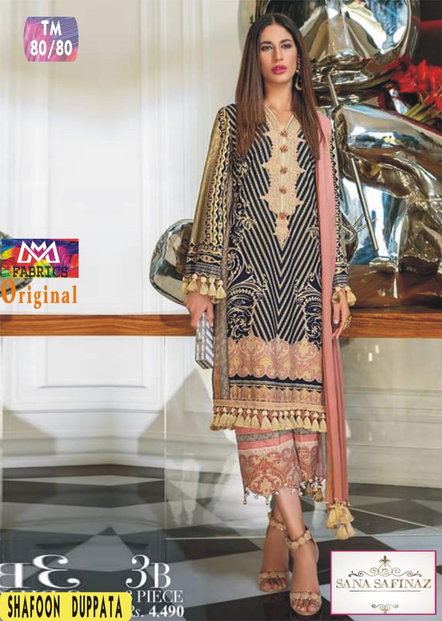 Neck Embroidered 03 Pieces Dress