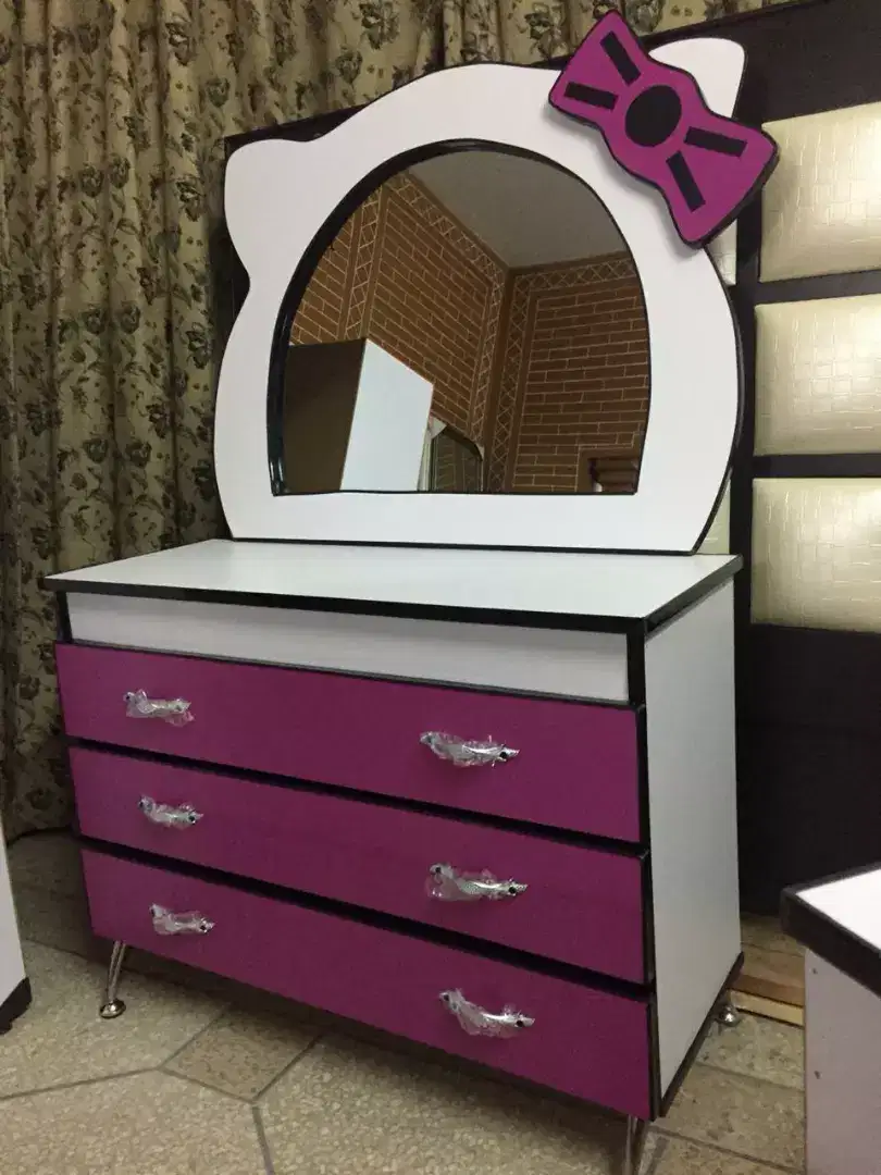 Kitty bedroom setup single bed + side table + dressing table Available For Sale