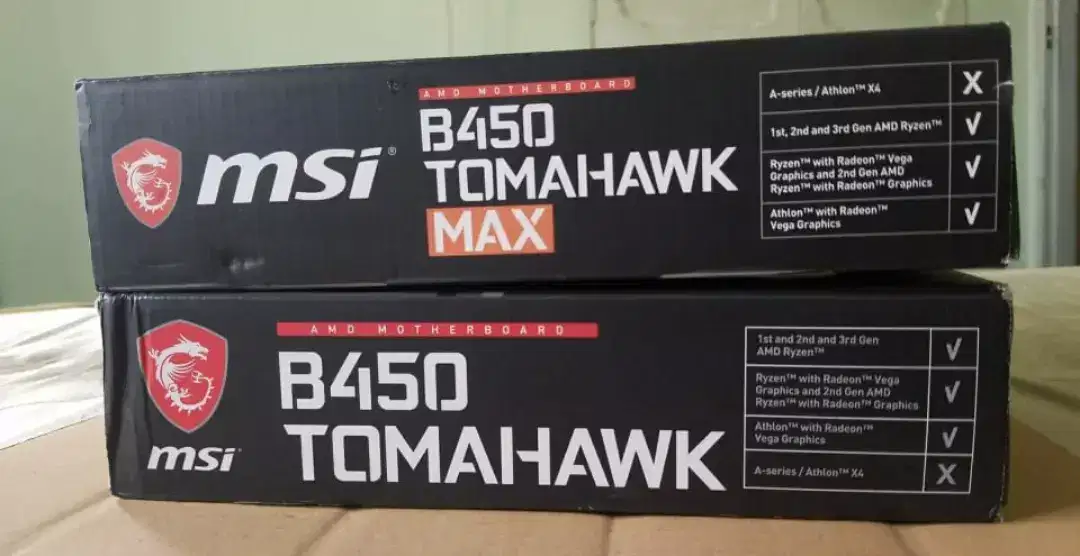 Selling MSI TOMAHAWK B450 & B450 MAX. With RYZEN combo also Available.