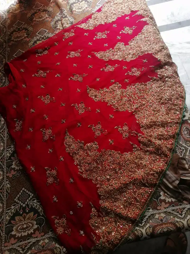 Red Long lengha Available for Sale in Lahore
