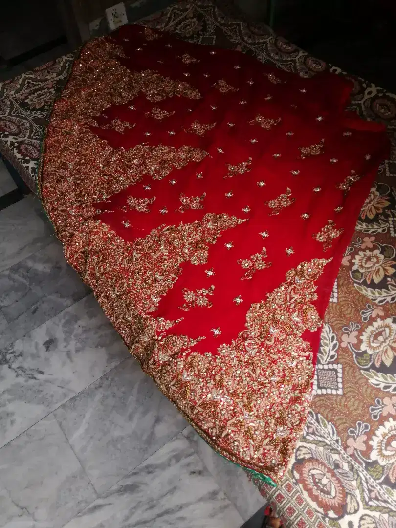 Red Long lengha Available for Sale in Lahore