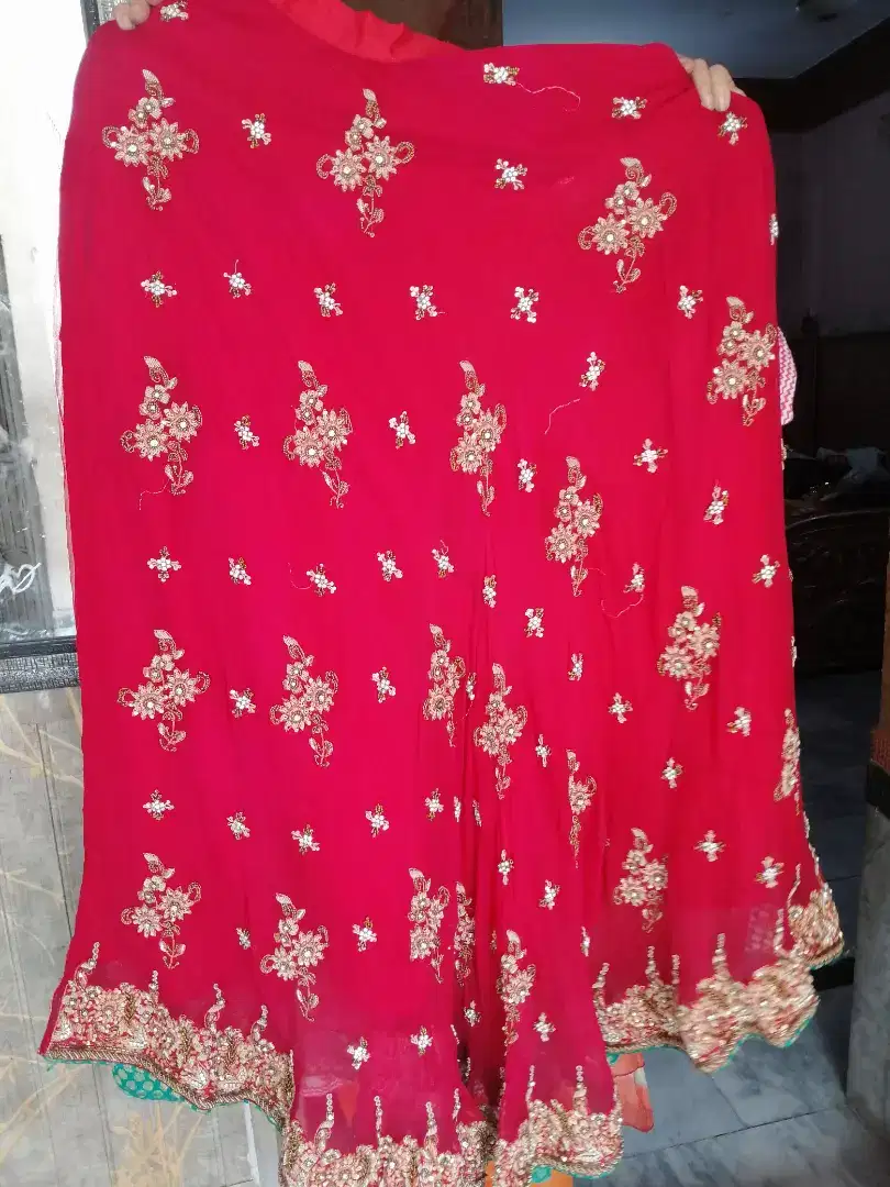 Red Long lengha Available for Sale in Lahore
