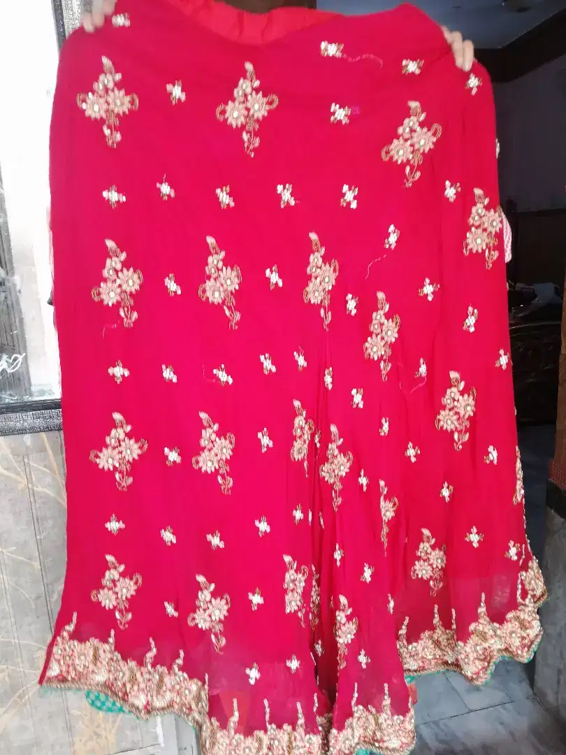 Red Long lengha Available for Sale in Lahore