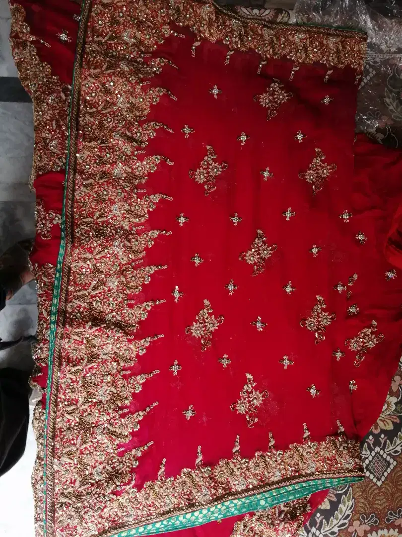 Red Long lengha Available for Sale in Lahore