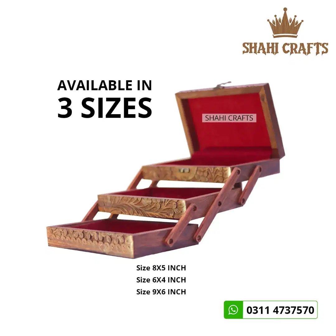 3 Portion Hand Carved Jewelry Box available for sale