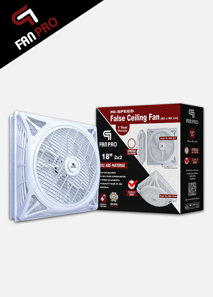 FANPRO Decorative Energy Saving False Ceiling Fan 18" (OPEN) 2x2