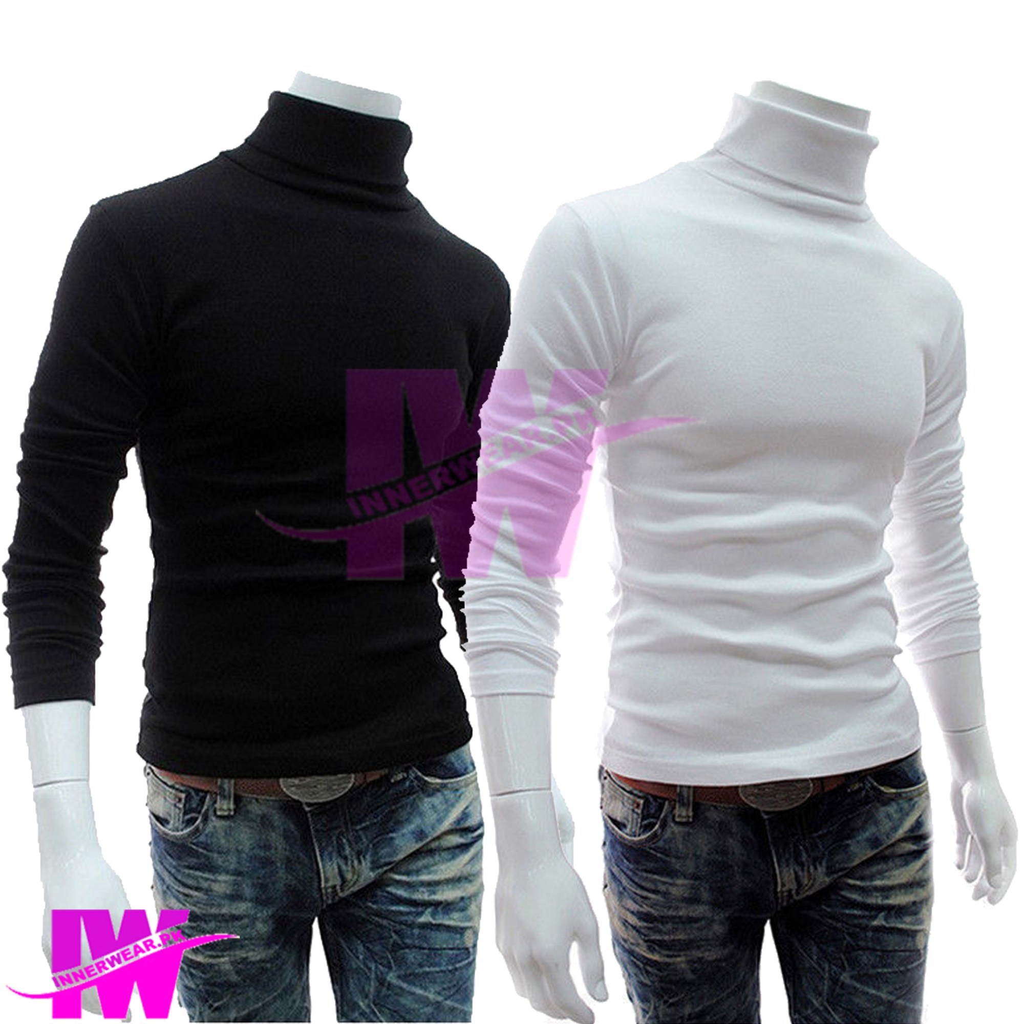 Pack Of 2 Men Boys Premium High Neck Full Sleeve Stretchable Ribbed Cotton