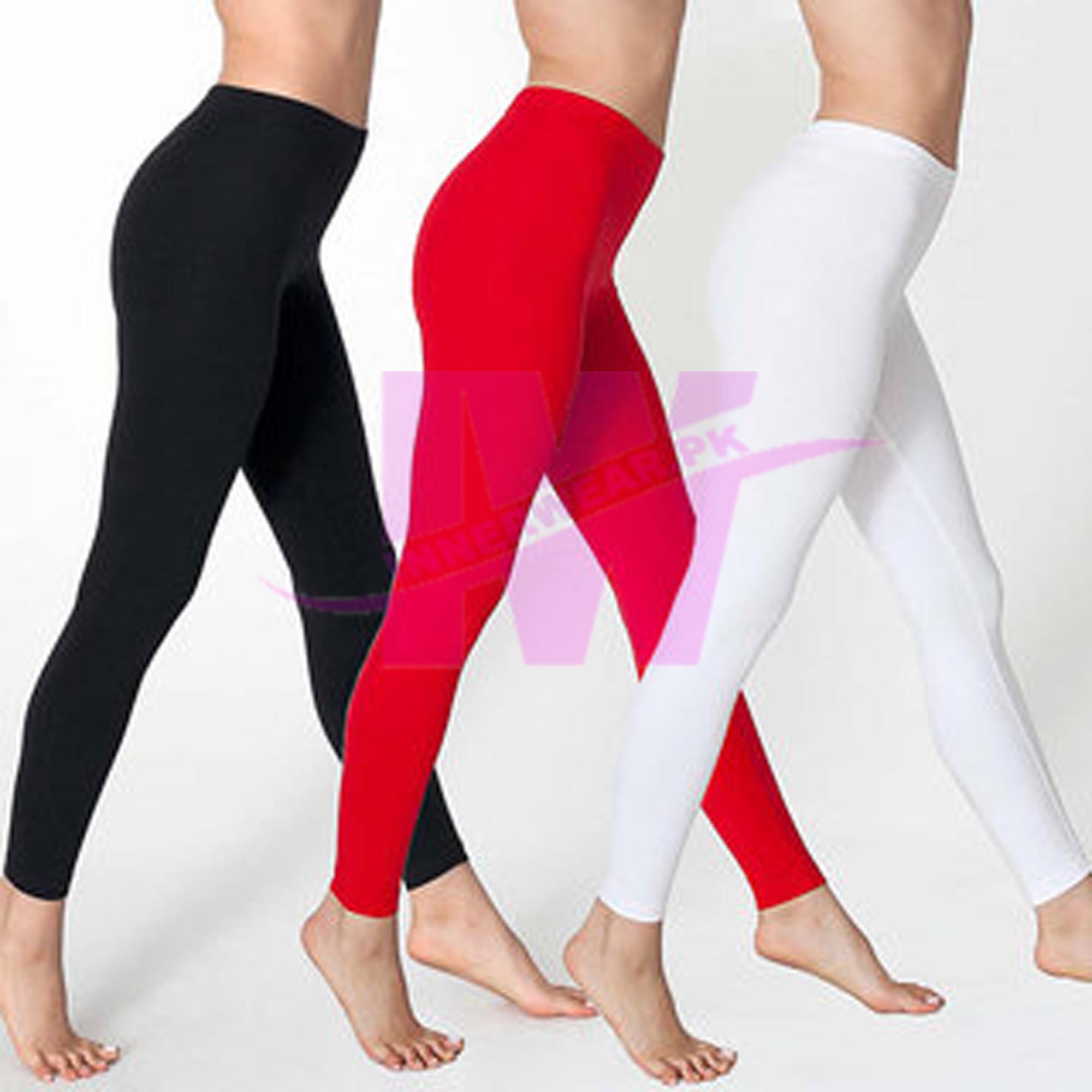 Pack Of 3 Women Ladies Girls Soft Stretchable Tights White Black Red Free Size