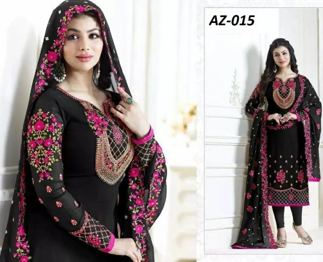 New chiffon stuff embroidered 3 piece suits on discount price in Karachi